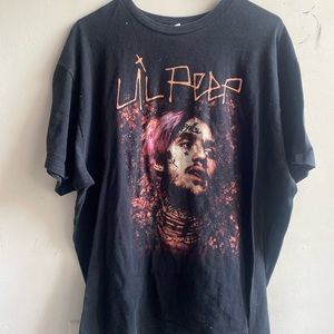 Lil Peep Emo Rapper Memorial Graphic T-Shirt Black Unisex Sz XS